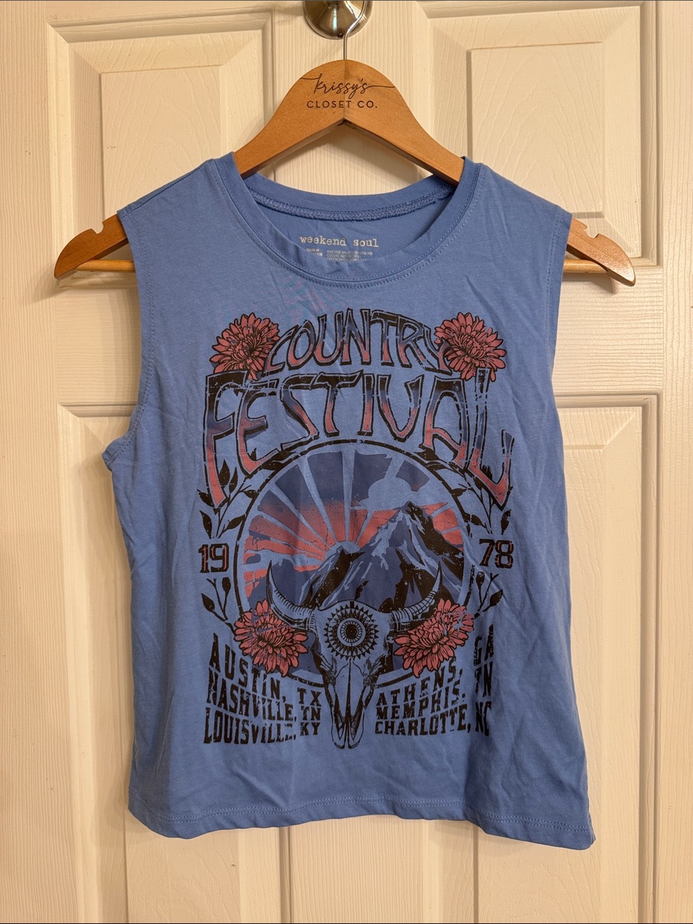 Weekend Soul Blue 'Country Festival' Graphic Muscle Tee